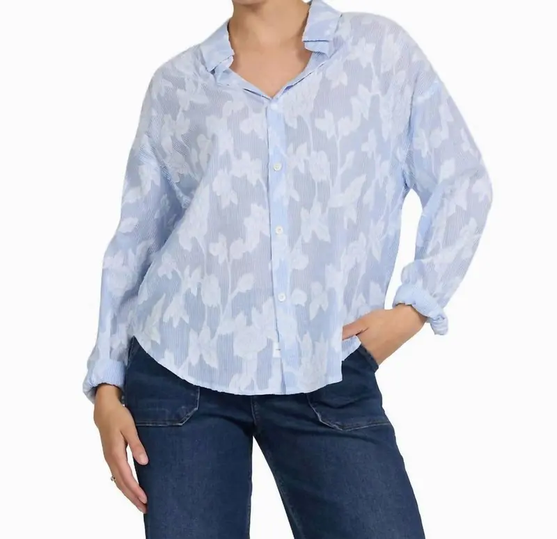 Adrianna Burnout Top In Blue Floral 1