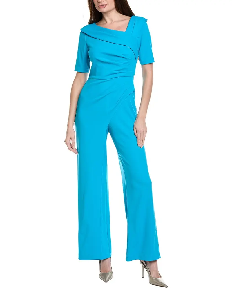 Adrianna Papell Asymmetrical Wide Leg Crepe Jumpsuit 1