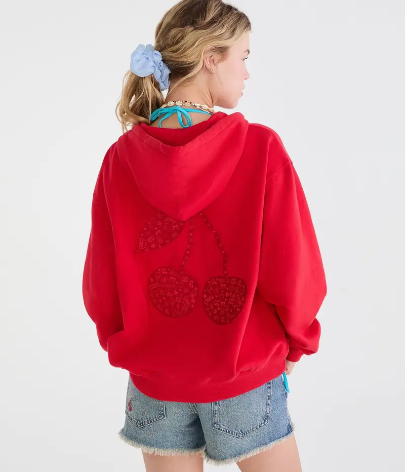Aeropostale Cloud Soft Americana Cherry Full-Zip Hoodie 1