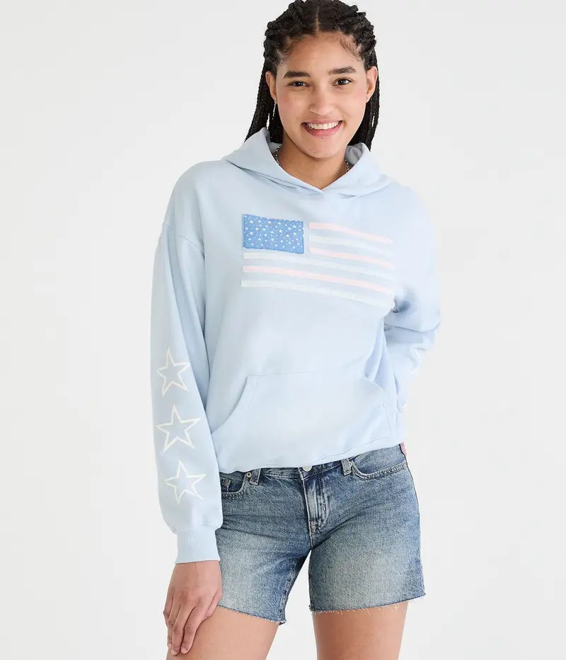 Aeropostale Cloud Soft Flag Americana Pullover Hoodie 1
