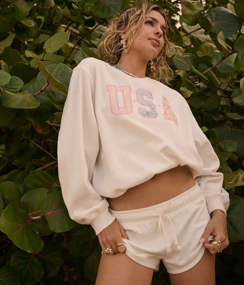 Aeropostale Cloud Soft Usa Oversized Crew Sweatshirt 1