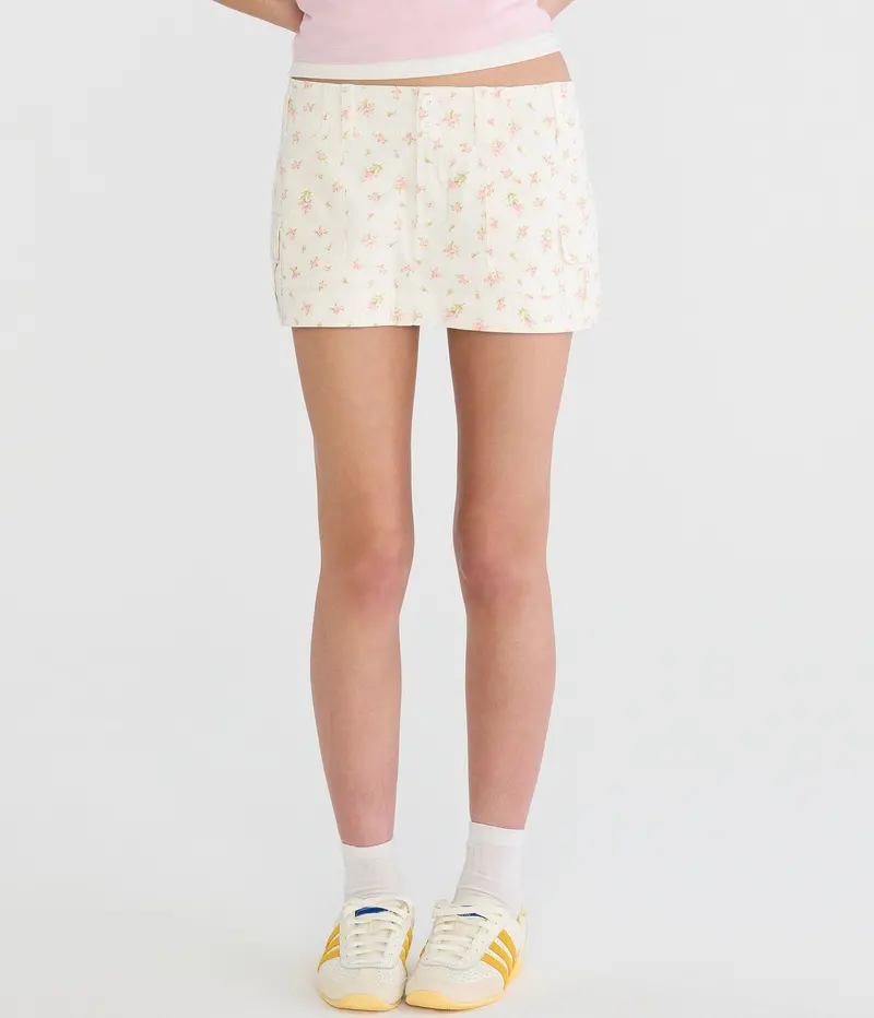 Aeropostale Floral Twill Cargo Low-Rise Mini Skirt 1