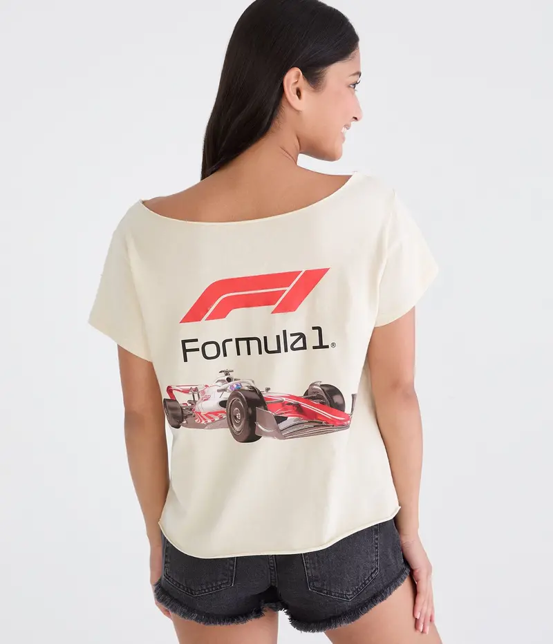 Aeropostale Formula 1 Car Off-The-Shoulder Graphic Tee 1