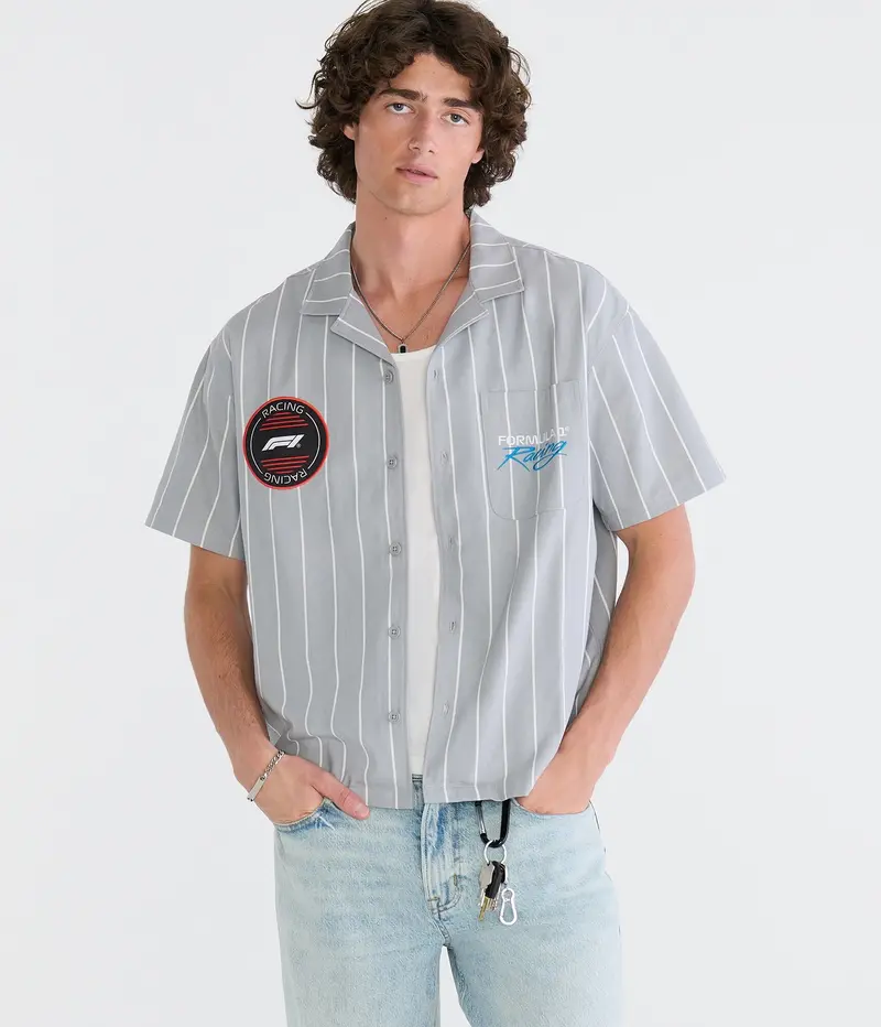 Aeropostale Formula 1 Racing Striped Boxy Mechanic Shirt 1