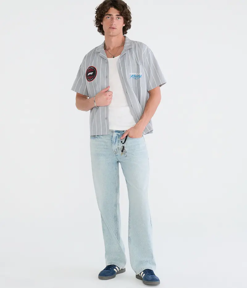 Aeropostale Formula 1 Racing Striped Boxy Mechanic Shirt 2