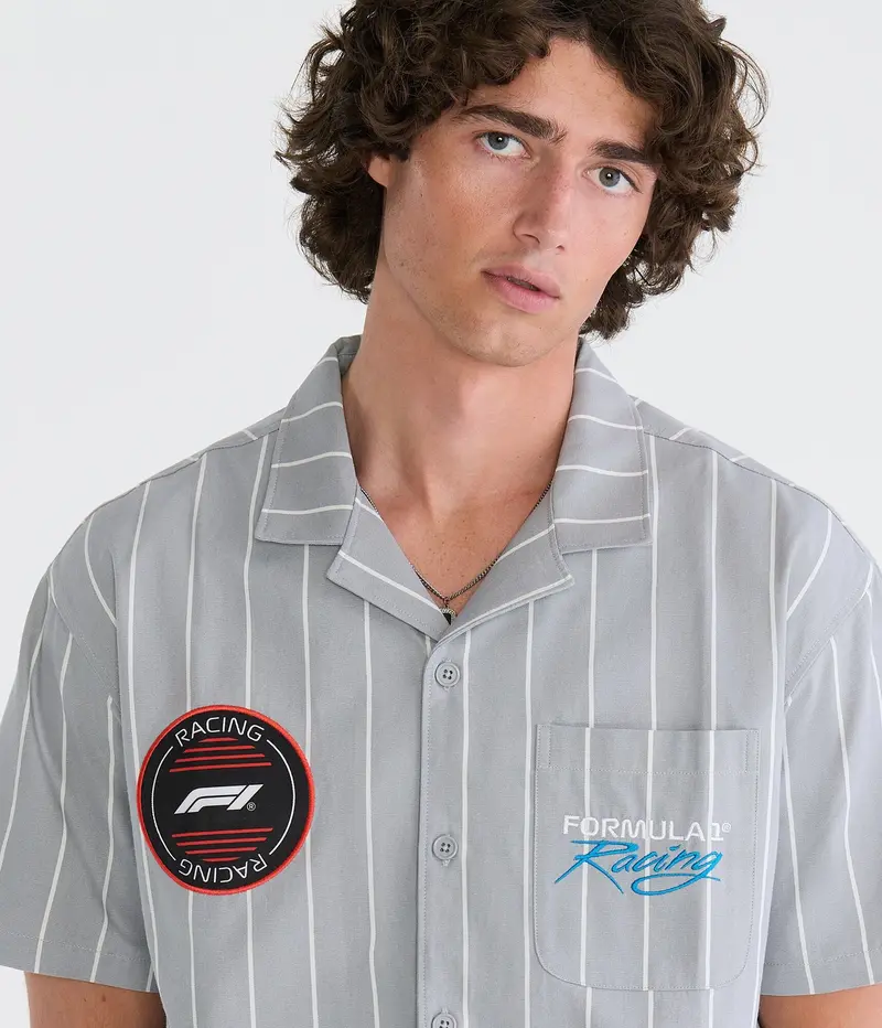 Aeropostale Formula 1 Racing Striped Boxy Mechanic Shirt 3