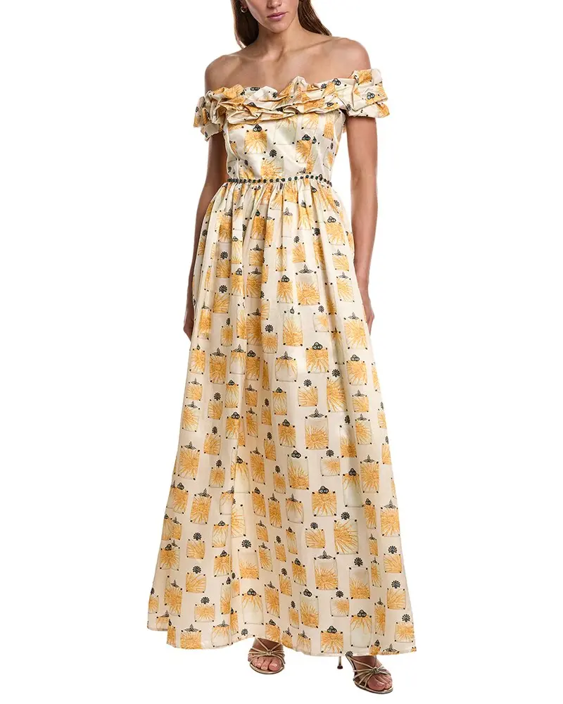 Agua By Agua Bendita Bisuteria Linen & Silk-Blend Maxi Dress 1