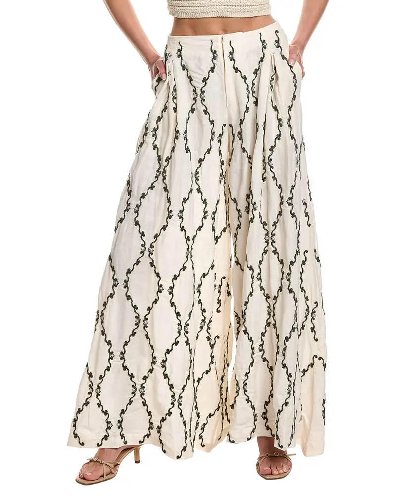 Agua By Agua Bendita Marea Calado Linen Trouser 1