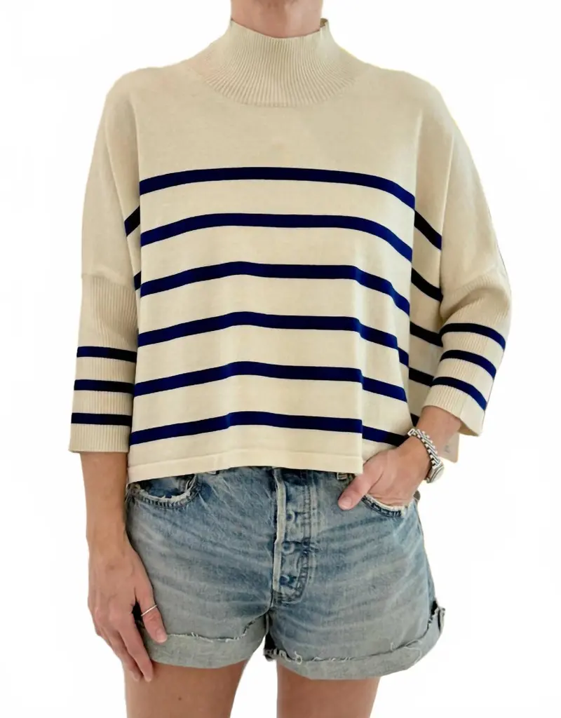 Aja Stripe Sweater In Ecru Navy 1