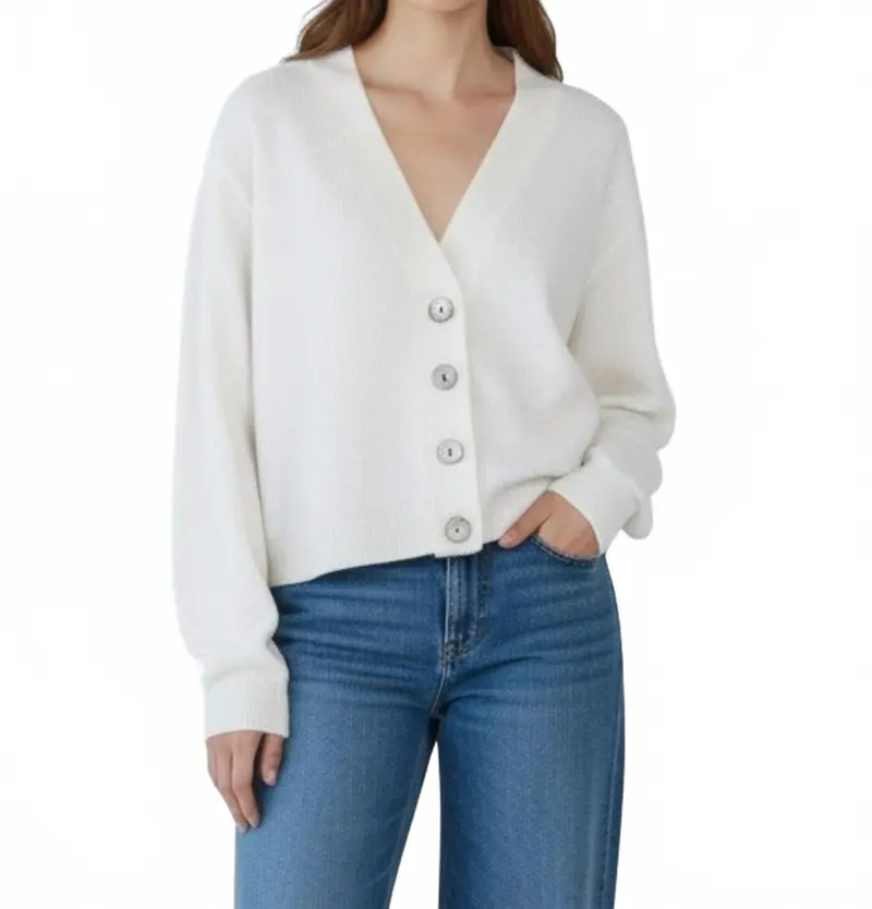Alani Cashmere Cardigan In Antique White 1