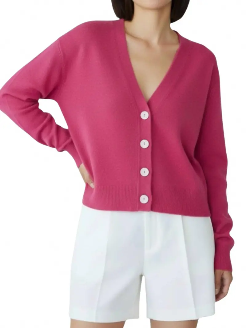 Alani Cashmere Cardigan In Diva Pink 1
