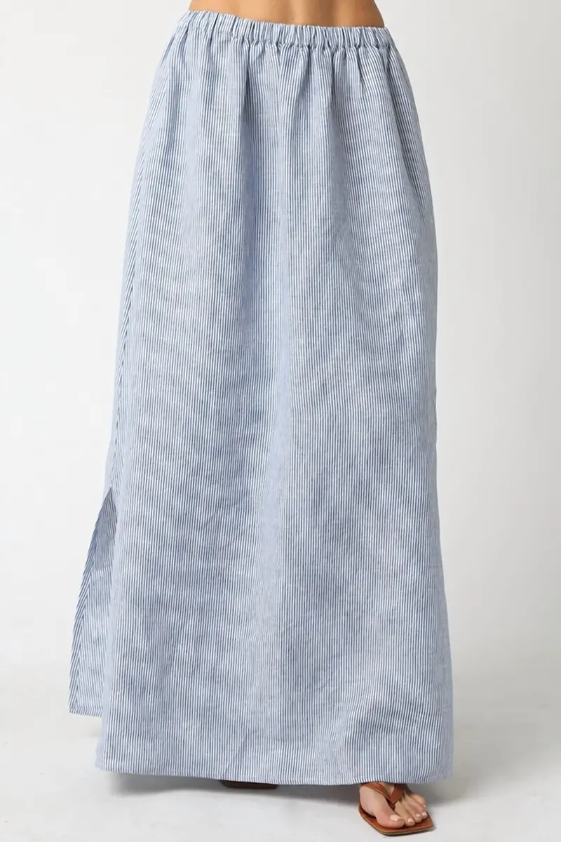 Aleah Linen Skirt In Denim 1