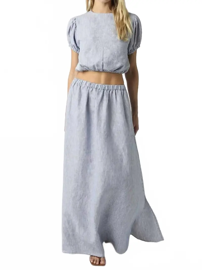 Aleah Linen Top In Denim 1