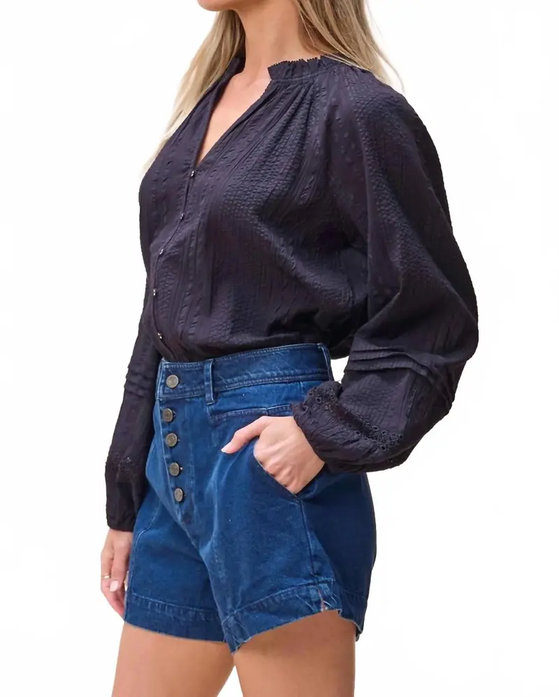 Alicia Long Sleeve Blouse In Black 1