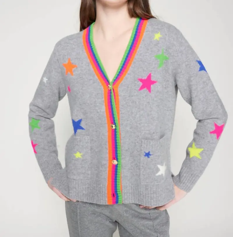 Alina Cardigan In Grey Multi 1