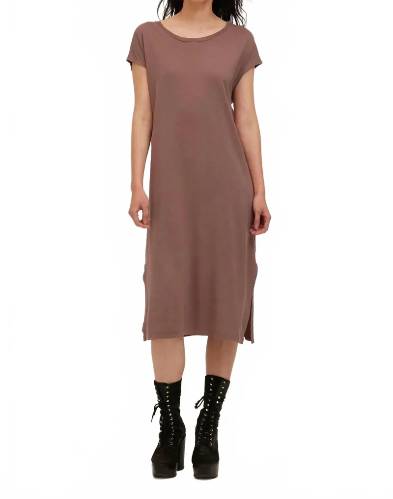Alina Washed Midi Dress In Deep Taupe 1