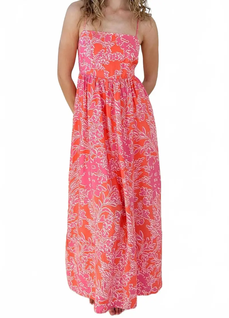 Already Yours Floral Maxi Dress In Orange Pink 1