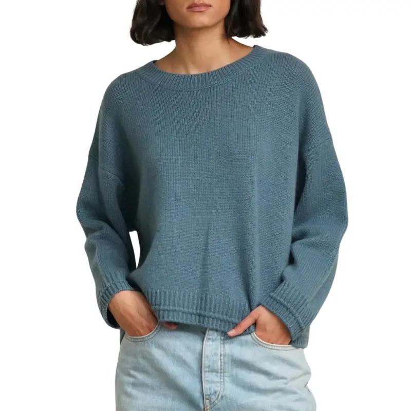 Alston Boyfriend Crew Top In Smoky Blue 1