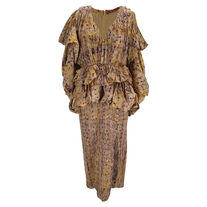 Altuzarra Papyrus Ruffled Printed Plissé-Taffeta Midi Dress In Multicolor Polyester 1