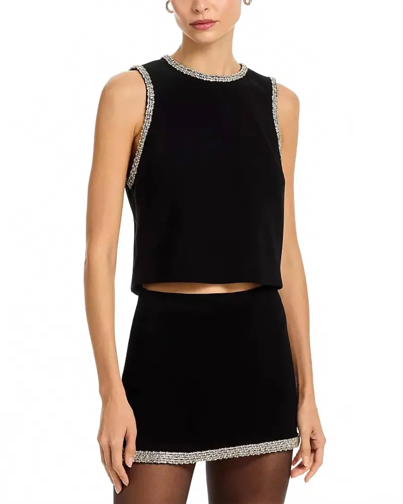 Amal Embellished Boxy Tank Top In Black 1