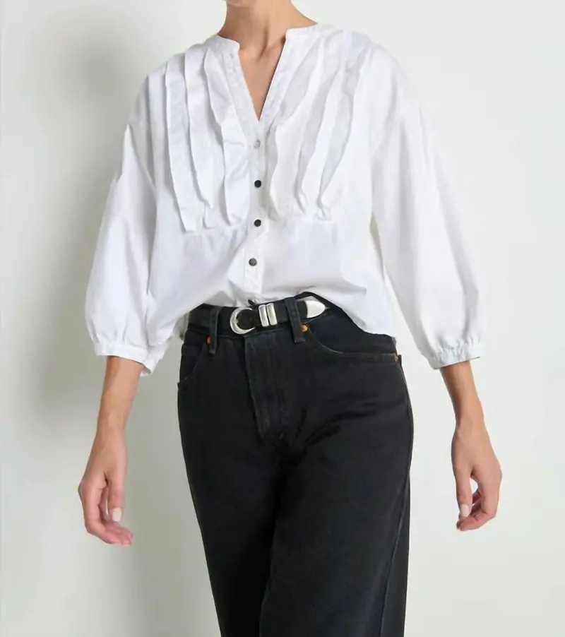 Amelia Ruffle Shirt In Porcelain 1