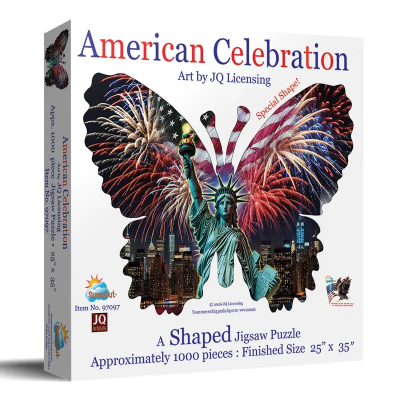 American Celebration 1000 Piece Jigsaw Puzzle For Adults Shaped Fourth Of July 1