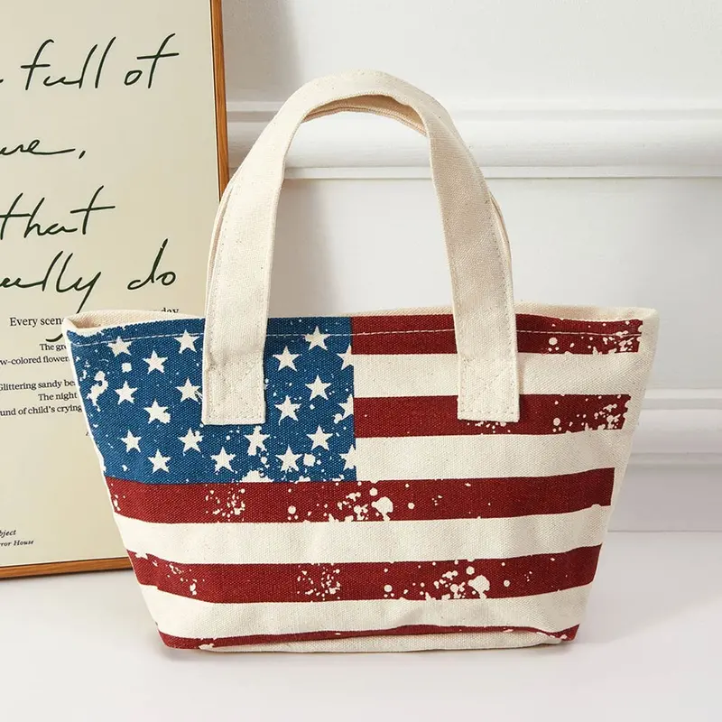 American Usa Flag Small Canvas Tote Bag 1