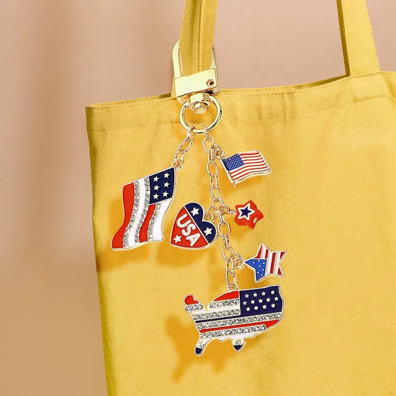 American Usa Flag Star Charm Drop Keychain Bag Charm 1