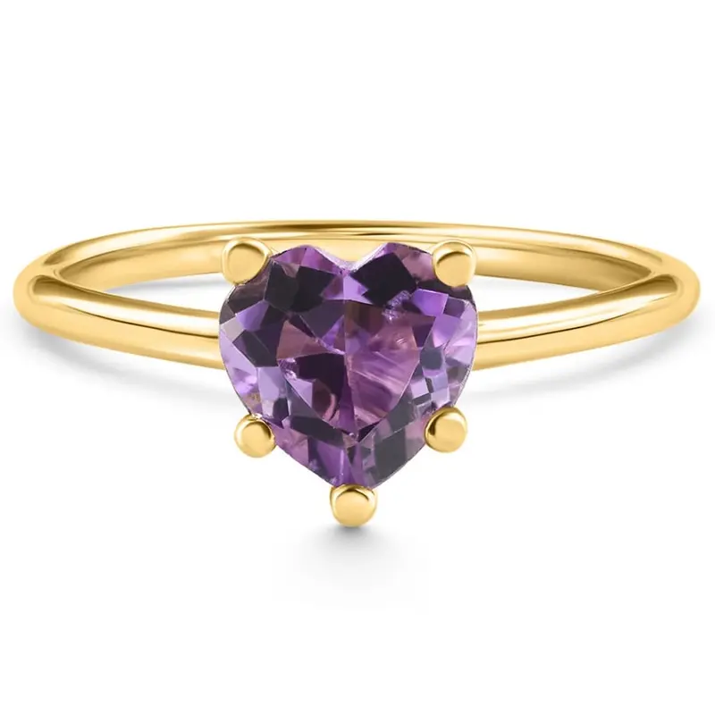 Amethyst Solitaire Ring 14K White Or Yellow Gold 6Mm 1