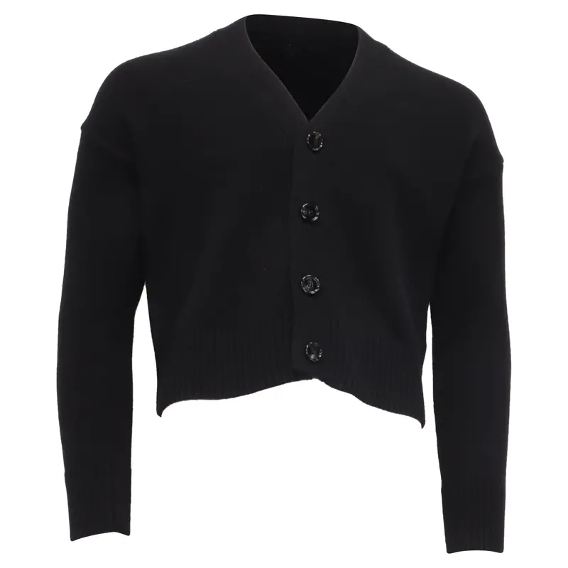 Ami Paris Cropped Cardigan In Black Merino Wool 1