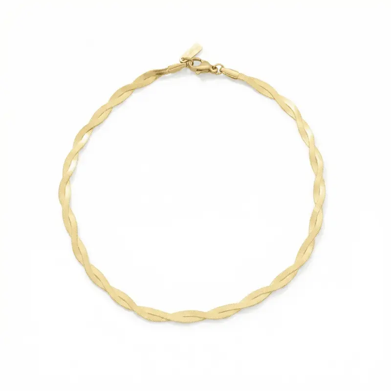 Amina Anklet 18K Gold Plated 10" 6Mm Total Width Herringbone Chain 1