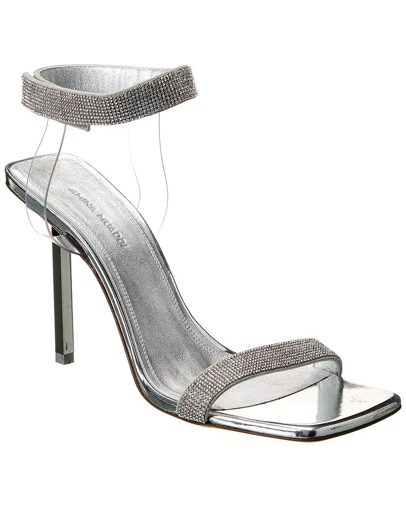 Amina Muaddi Rih Vinyl & Leather Sandal 1