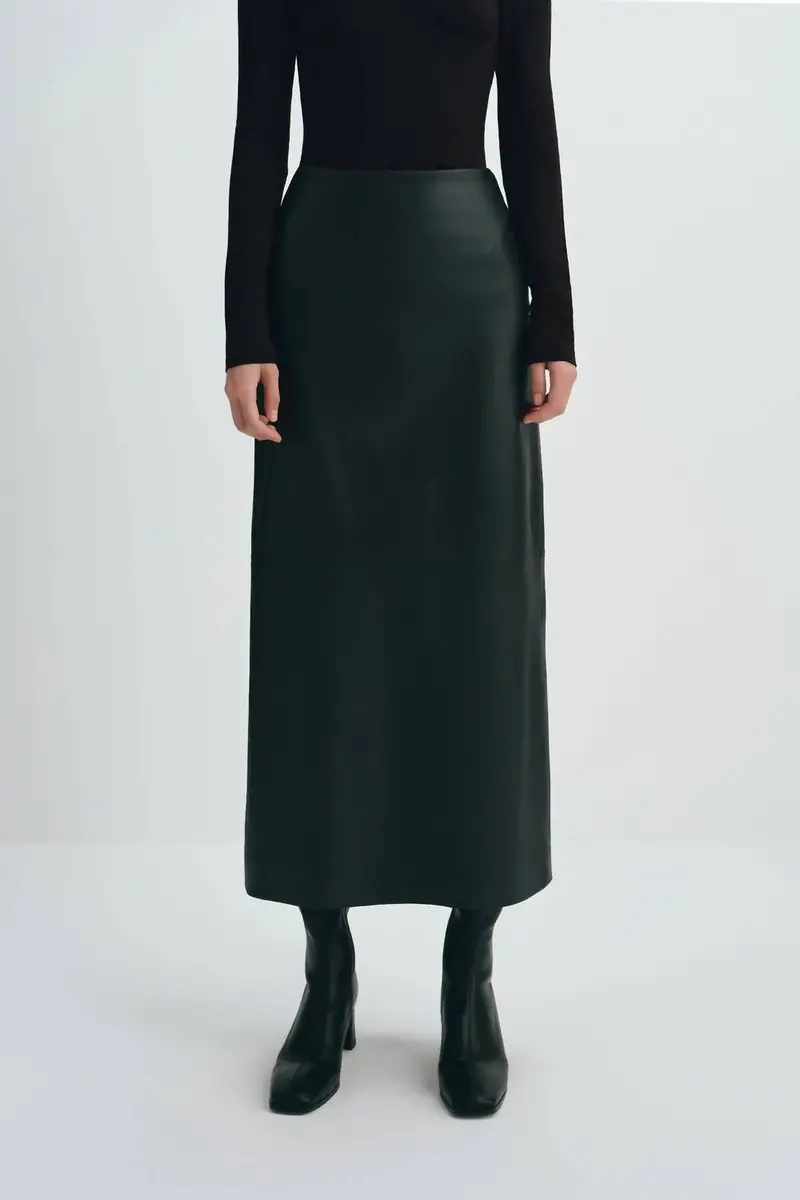 Anais Leather Skirt In Black 1