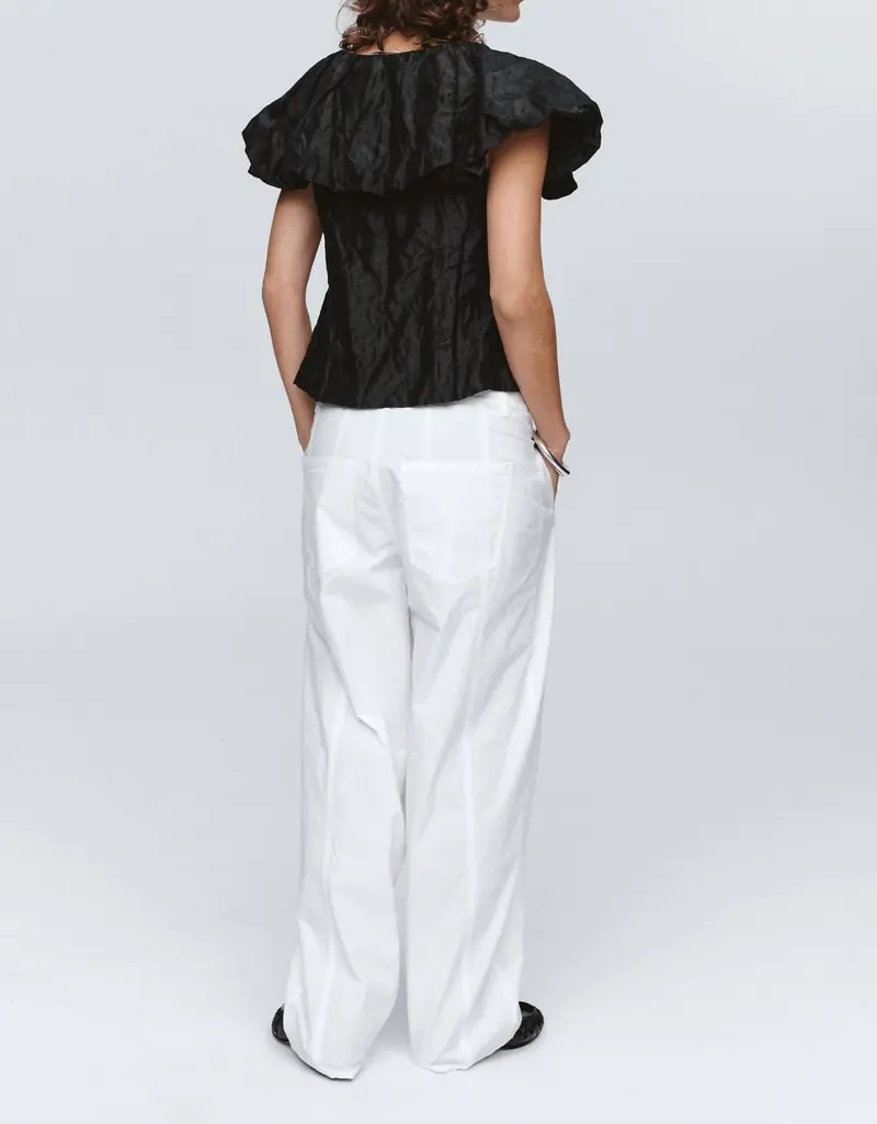 Andre Textured Ruffle Top In Black 2