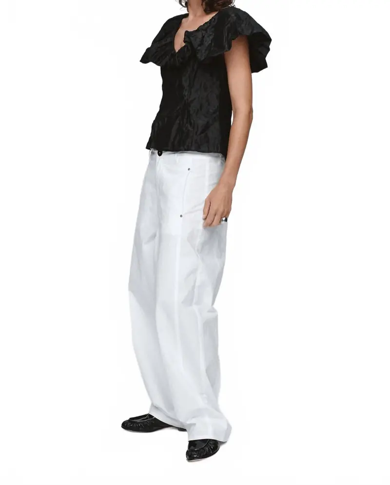 Andre Textured Ruffle Top In Black 3