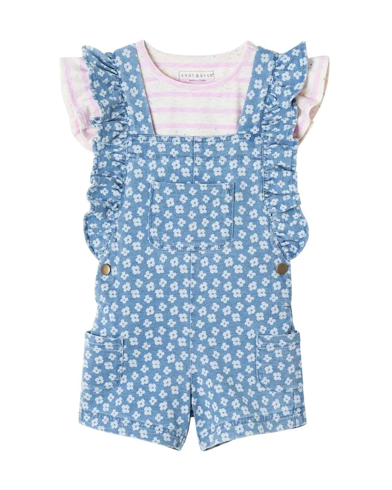 Andy & Evan Striped T-Shirt & Overall Set 1