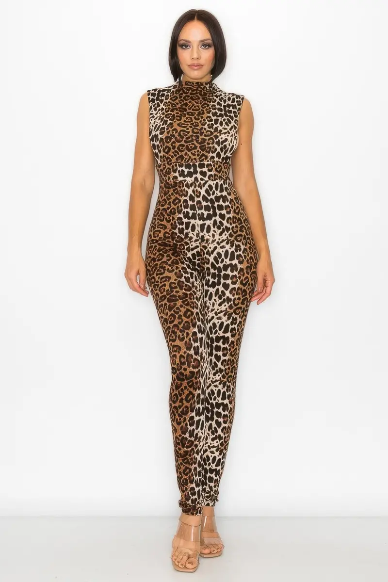 Animal Open Side Detail Skinny Jumpsuit 1
