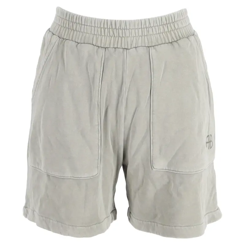 Anine Bing Elastic Waist Shorts In Grey Cotton 1