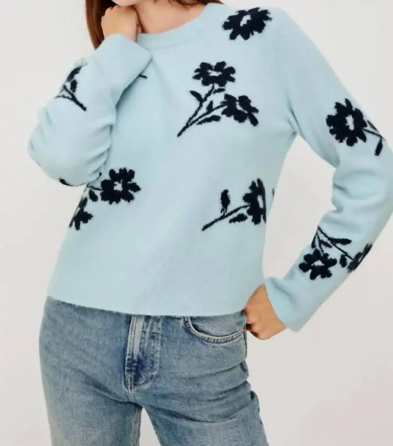 Anise Sweater In Winter Blue Floral 1