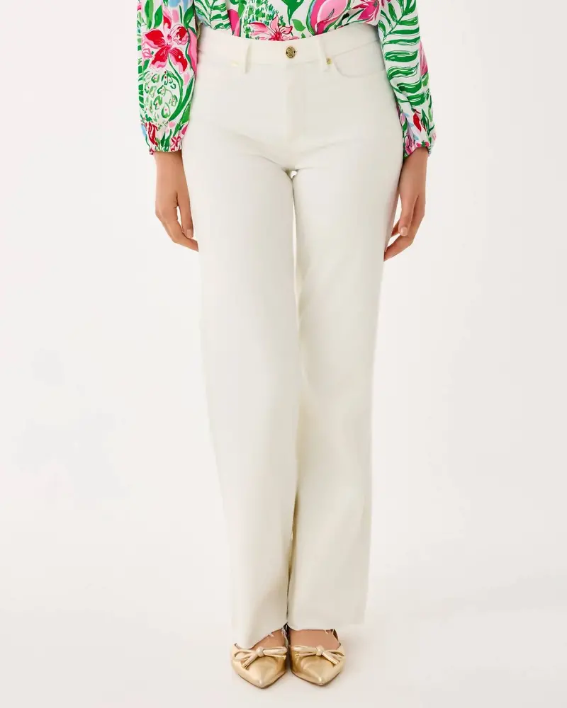 Aniston High Rise Straight Leg Jeans In Coconut 1