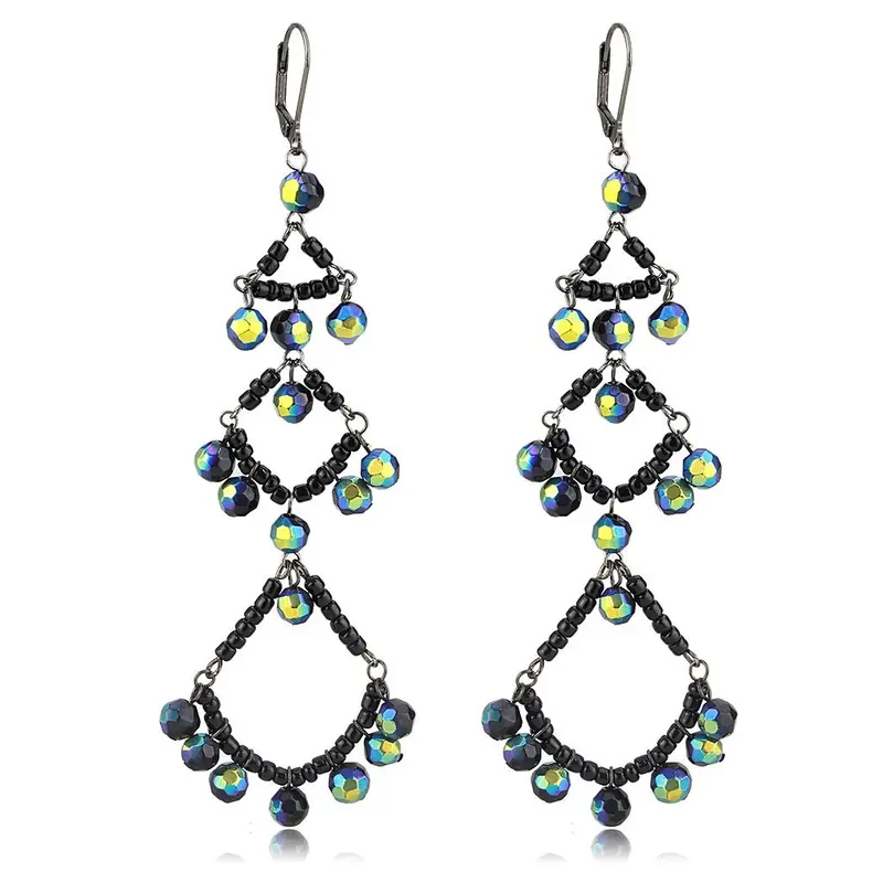 Antique Silver Brass Earrings With Top Grade Crystal In Multi Color 1