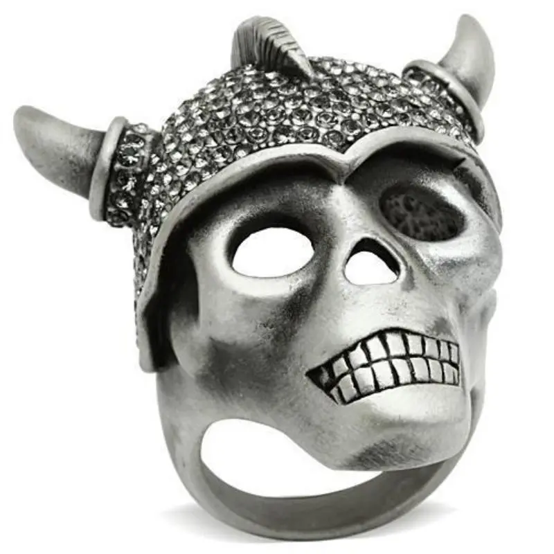 Antique Silver White Metal Ring With Top Grade Crystal In Black Diamond 1