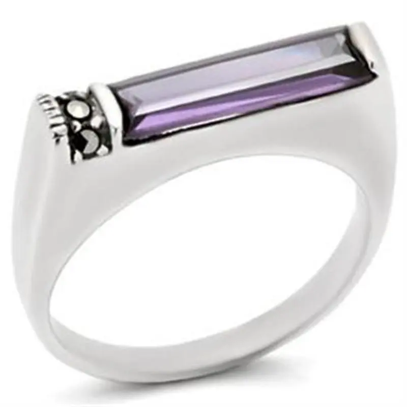 Antique Tone 925 Sterling Silver Ring With Aaa Grade Cz In Amethyst 1
