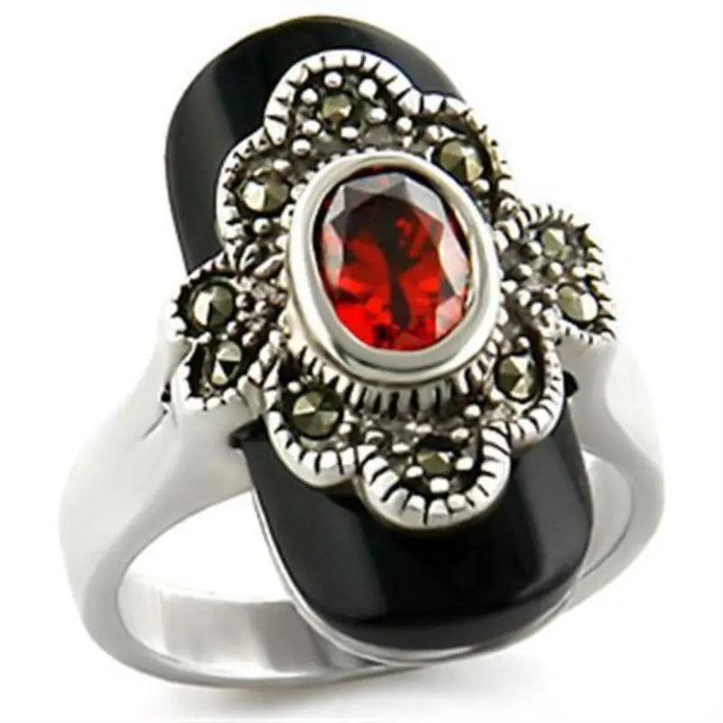 Antique Tone 925 Sterling Silver Ring With Aaa Grade Cz In Garnet 1