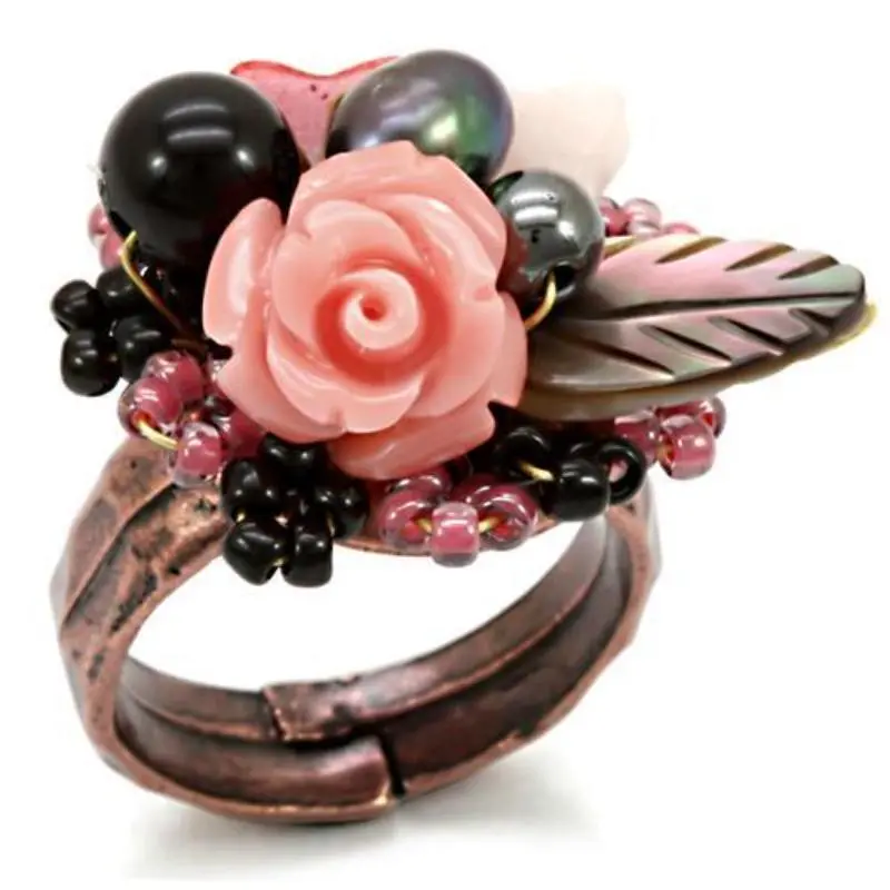Antique Tone Brass Ring With Assorted In Multi Color 1