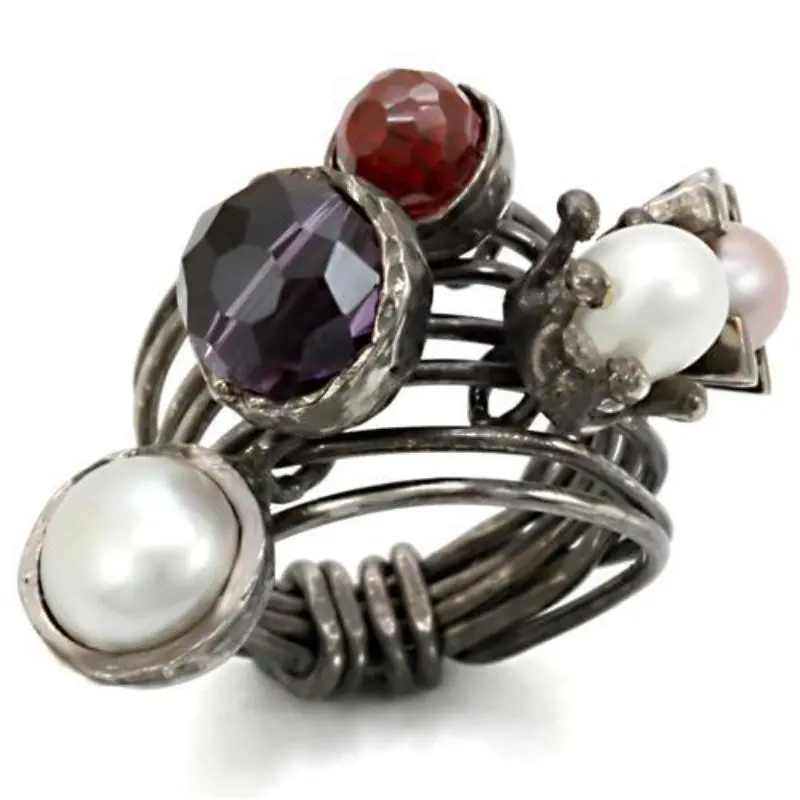 Antique Tone Brass Ring With Assorted In Multi Color 1