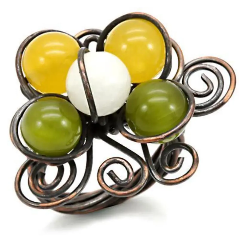 Antique Tone Brass Ring With Assorted In Multi Color 1