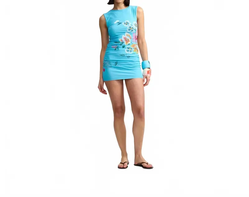 Ariel Mesh Mini Dress In Caribbean Bouquet 1