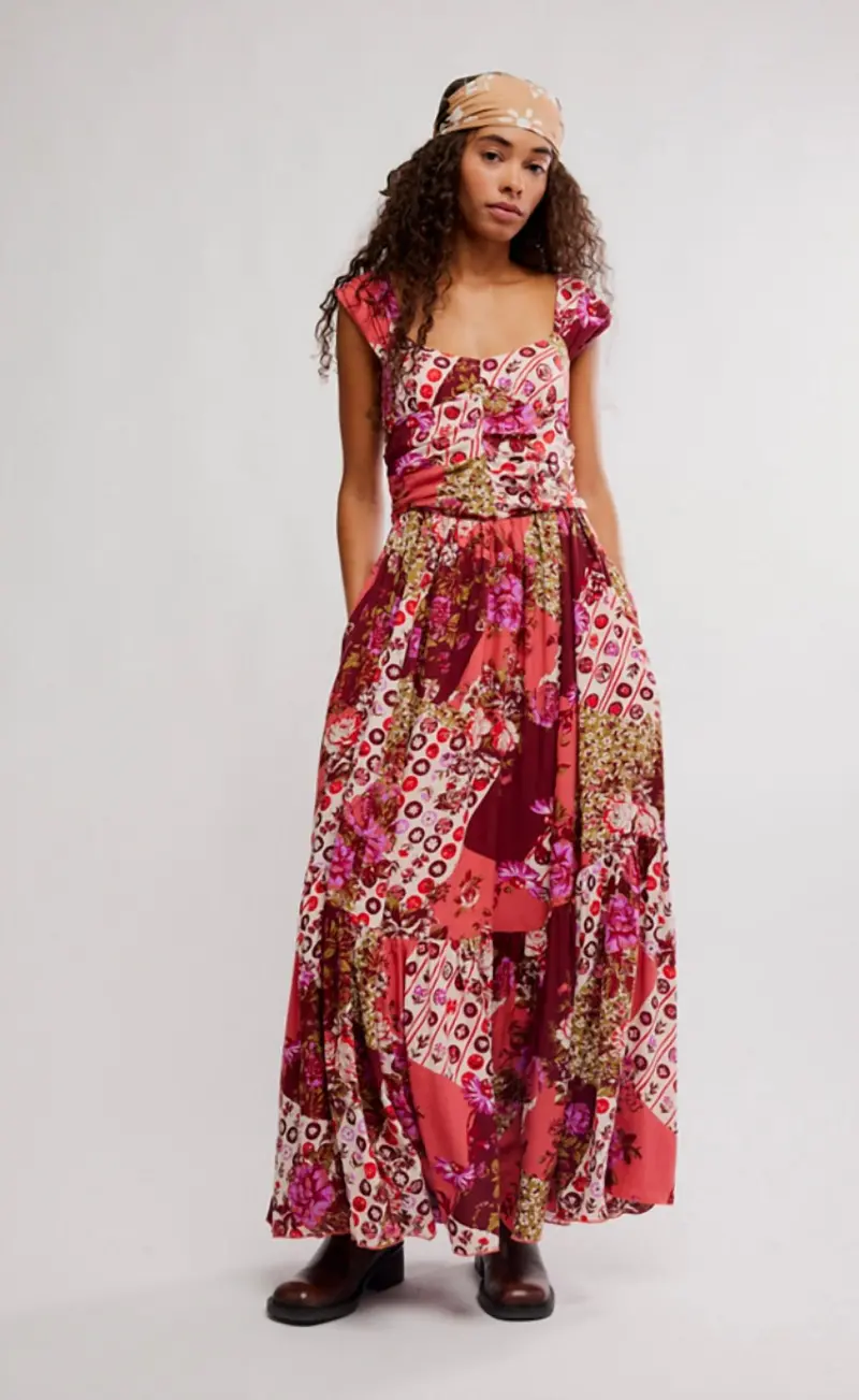 Asha Maxi Dress In Strawberry Combo 1