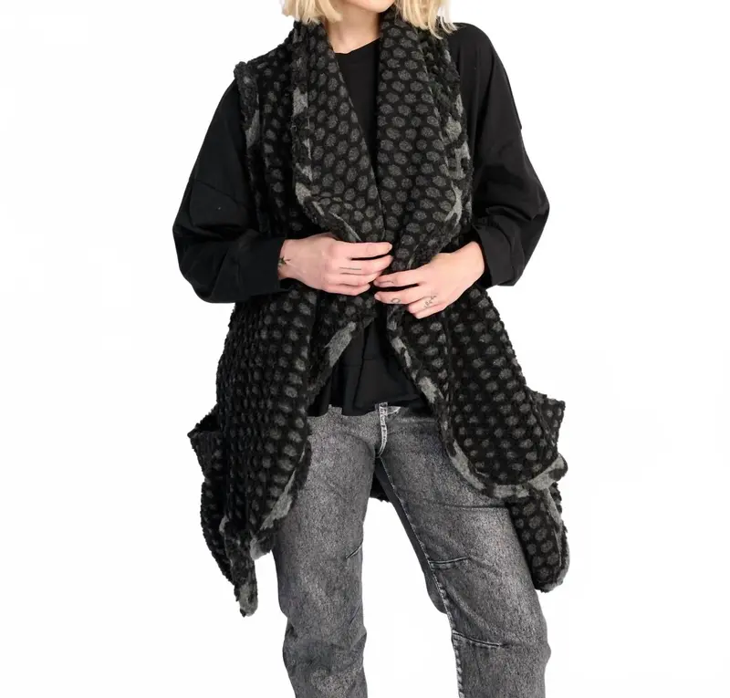 Ashen Cozy Draped Vest In Net 1
